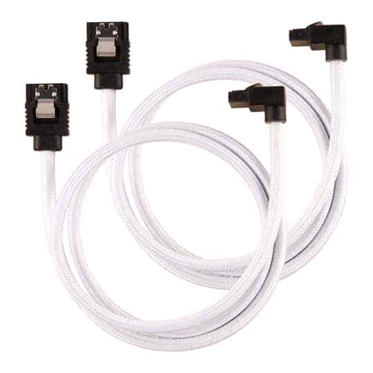 Corsair 60cm White Premium Braided Sleeved 90° SATA Data Cable